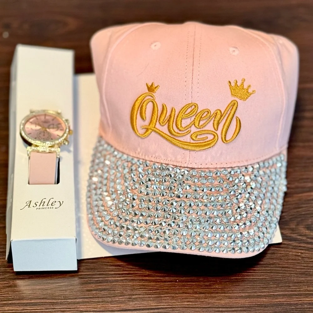 Pink Queen Rhinestone Hat & Watch Gift Set Ashley Princess NWT - Picture 7 of 8